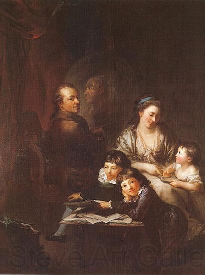 Anton  Graff Artists family before the portrait of Johann Georg Sulzer